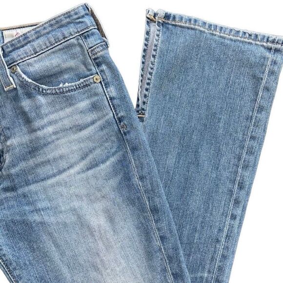 AG Adriano Goldschmied The Jodi Crop side slit Jeans light Blue Denim size 25 - Picture 4 of 11